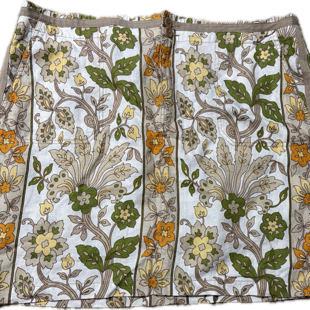 Tommy Bahama Linen Skirt with Green and Orange Floral